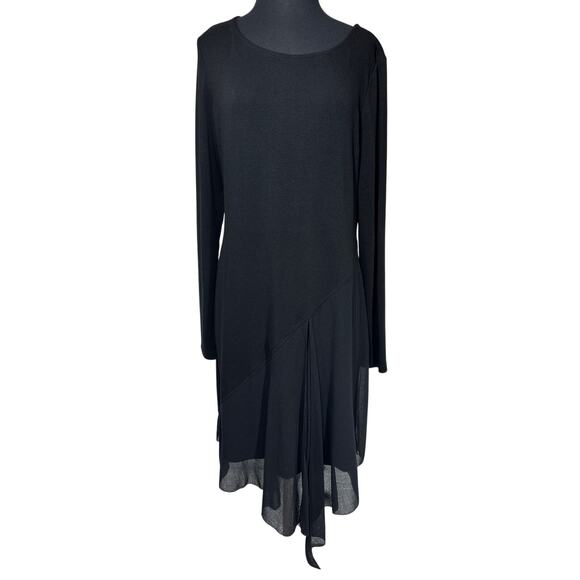 Peruvian Connection Knit Dress Asymmetrical Long Sleeve Black Size L Whimsigoth - Picture 1 of 10